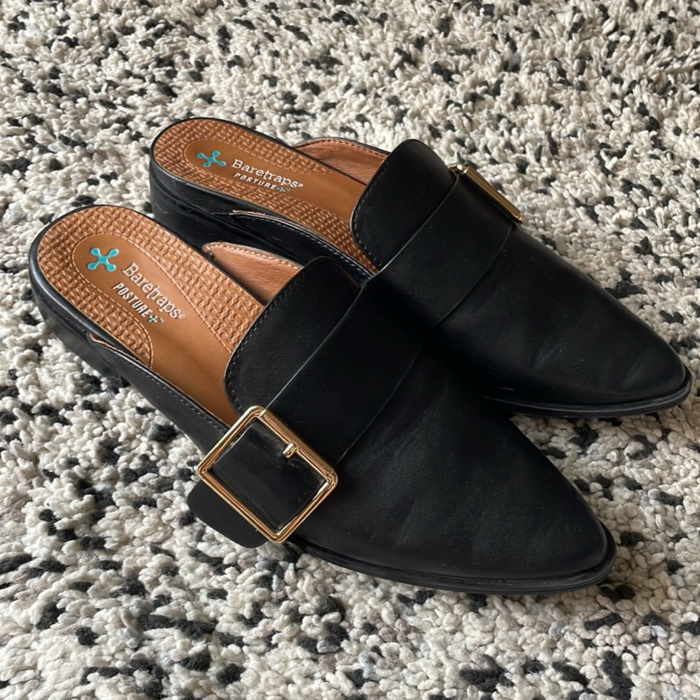 BareTraps Posture Graycie Flats Mules Shoes—Size 7.5, Black
